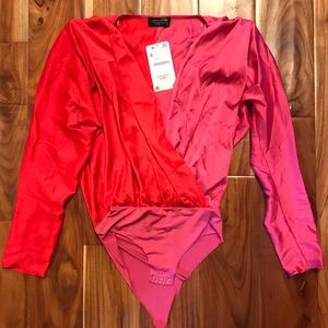 Pink and red Zara body suit